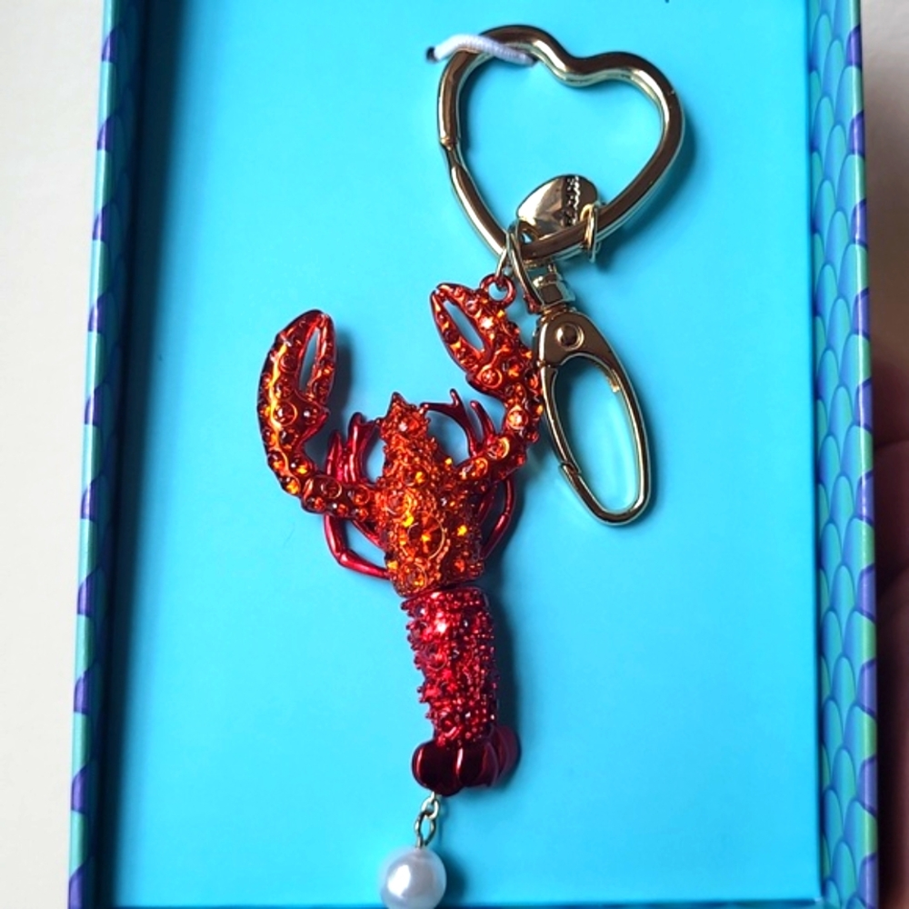 Betsey Johnson Crystal Lobster Key Fob Bag Charm